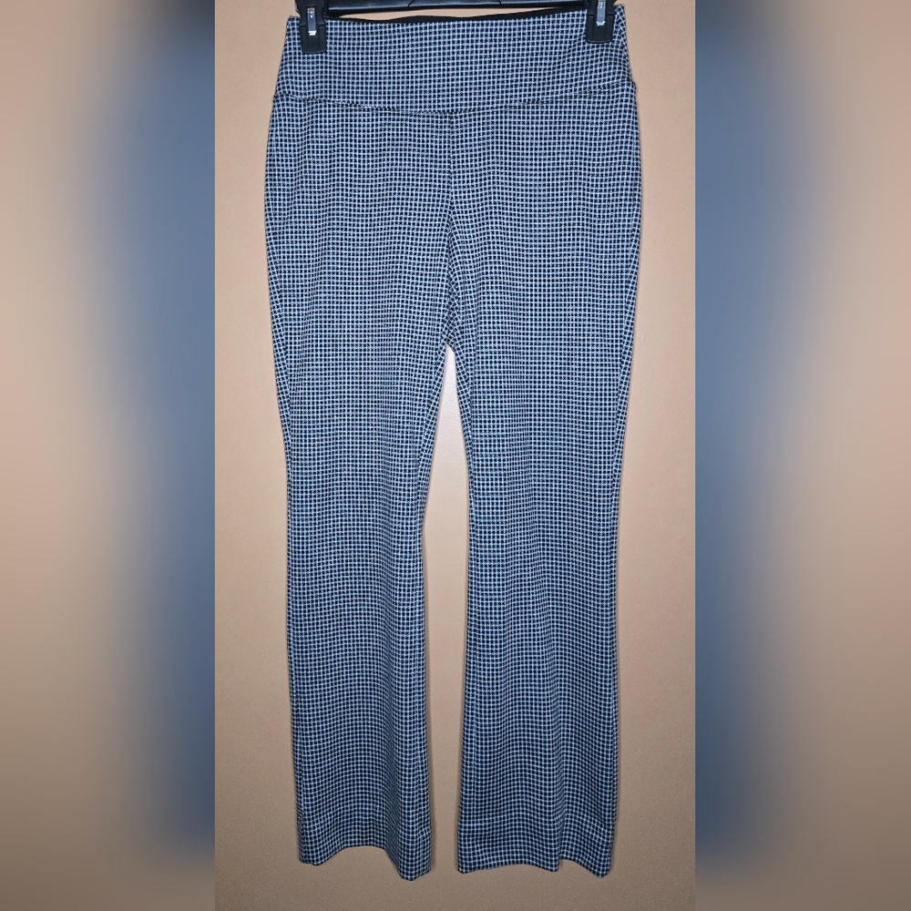 Nine West Checkered Bootcut Pants With Thick Elastic Waist (waist=14.25")
